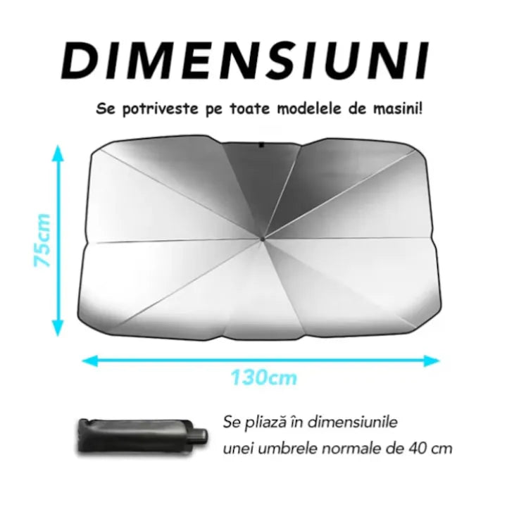 Parasolar Auto Tip Umbrela Pliabil 130x75 cm cu Protectie UV-3