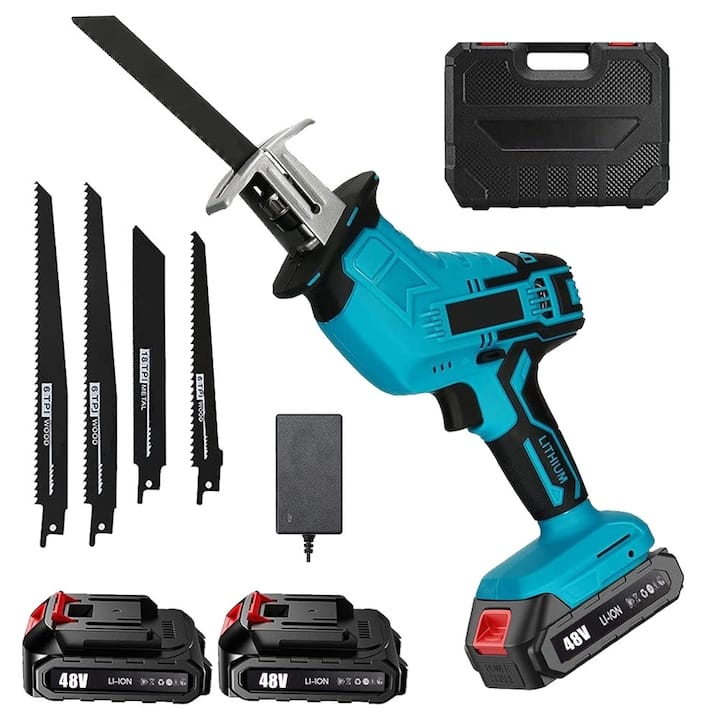 Fierăstrău Tip Sabie cu 2 Acumulatori 48V 5000 mAh, 4 Pânze-1