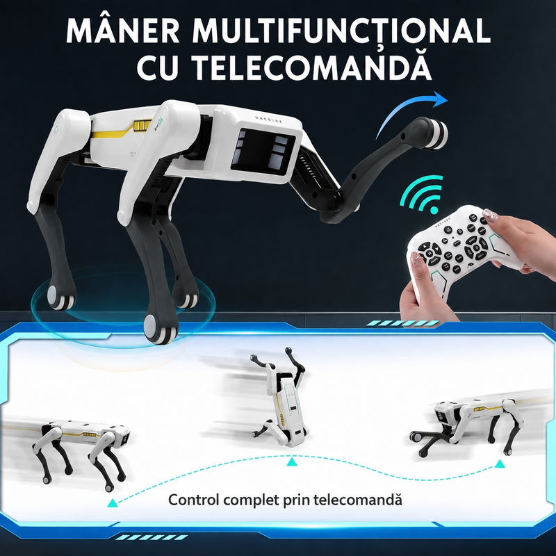 Câine Robot Inteligent Telecomandă Aplicație Comenzi Vocale Alb-3