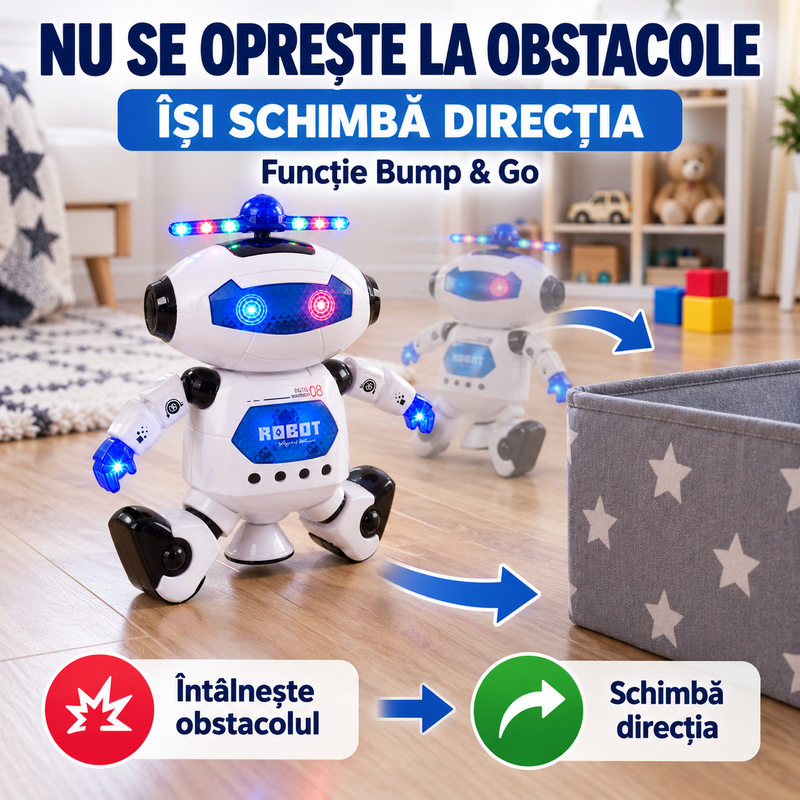 Jucărie Interactivă Robot Dansator Muzică Lumini Baterii Incluse-2