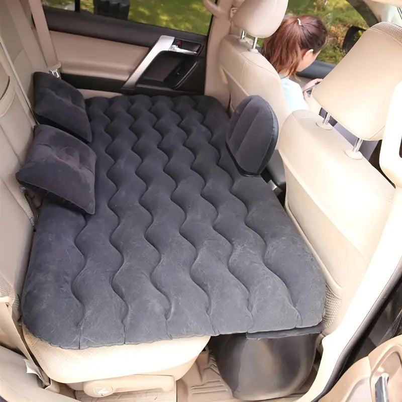 Saltea Auto Gonflabilă Banchetă Pompă Electrică 12V 2 Perne Neagră-4