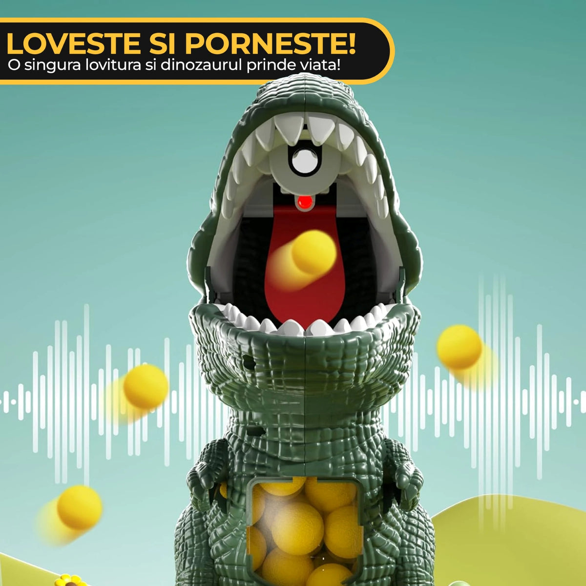 Set Joc Interactiv Tintă Dinozaur 2 Pistoale 48 Bile Spumă LED-5