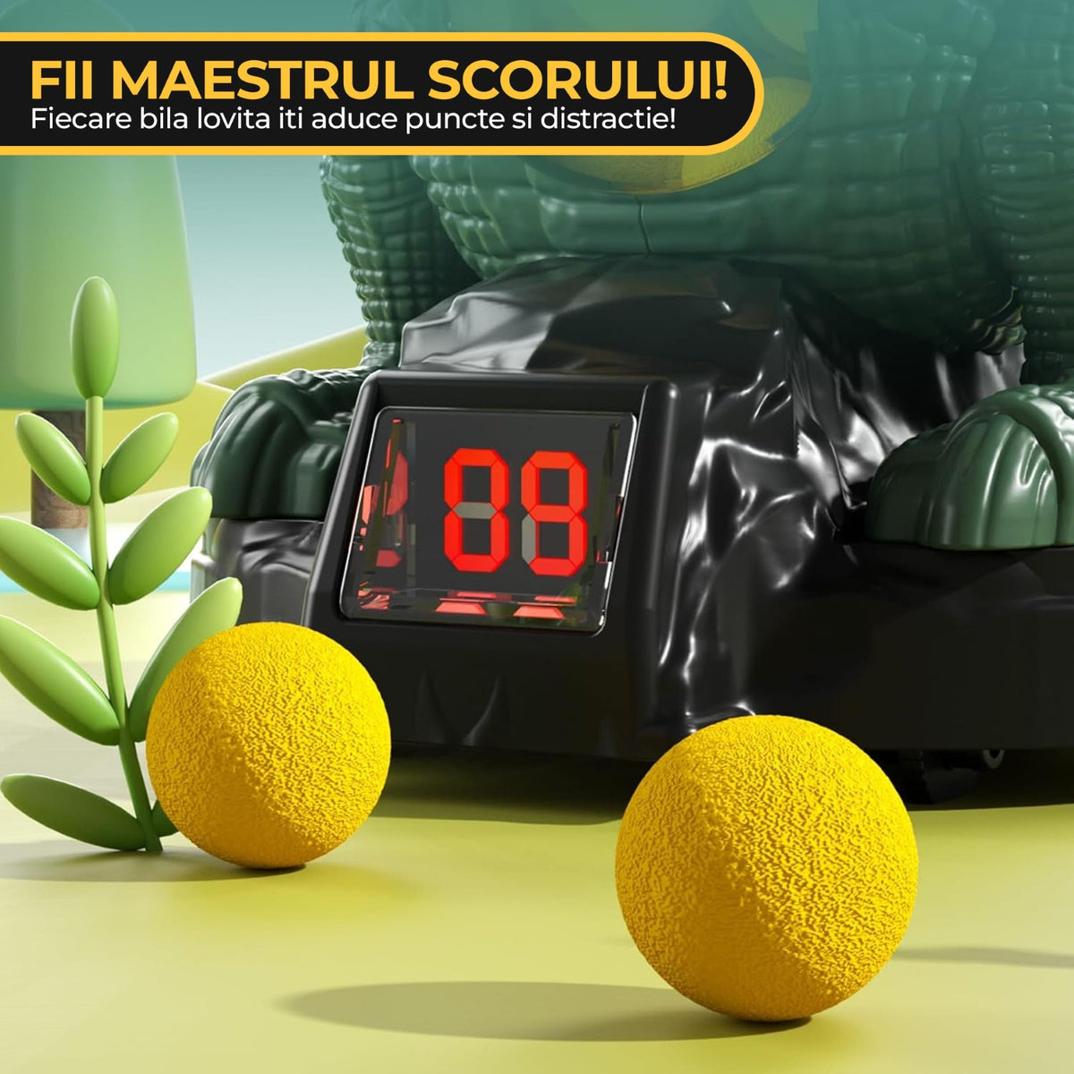 Set Joc Interactiv Tintă Dinozaur 2 Pistoale 48 Bile Spumă LED-3
