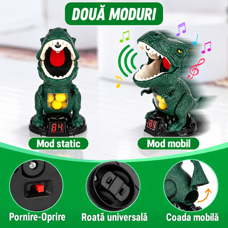 Set Joc Interactiv Tintă Dinozaur 2 Pistoale 48 Bile Spumă LED-4