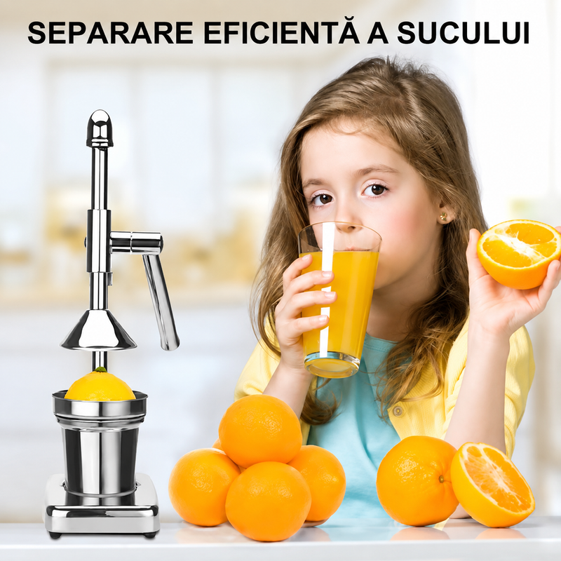 Storcător Manual Citrice Tip Presă Inox Recipient Strecurătoare-5