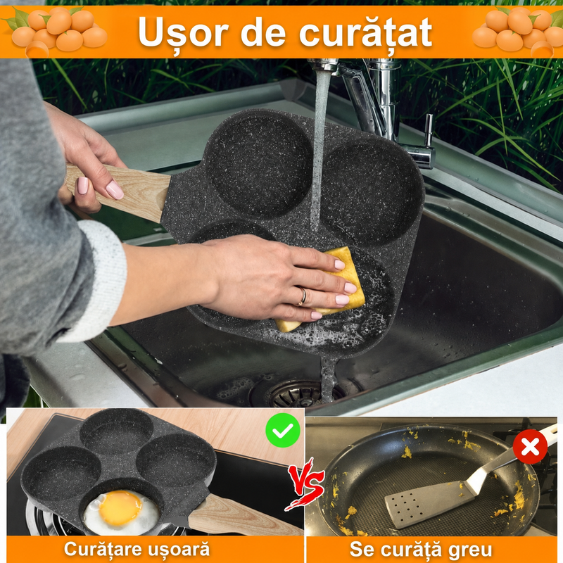 Tigaie 4 Cupe Ouă și Clătite Antiaderentă Inducție Gaz-2