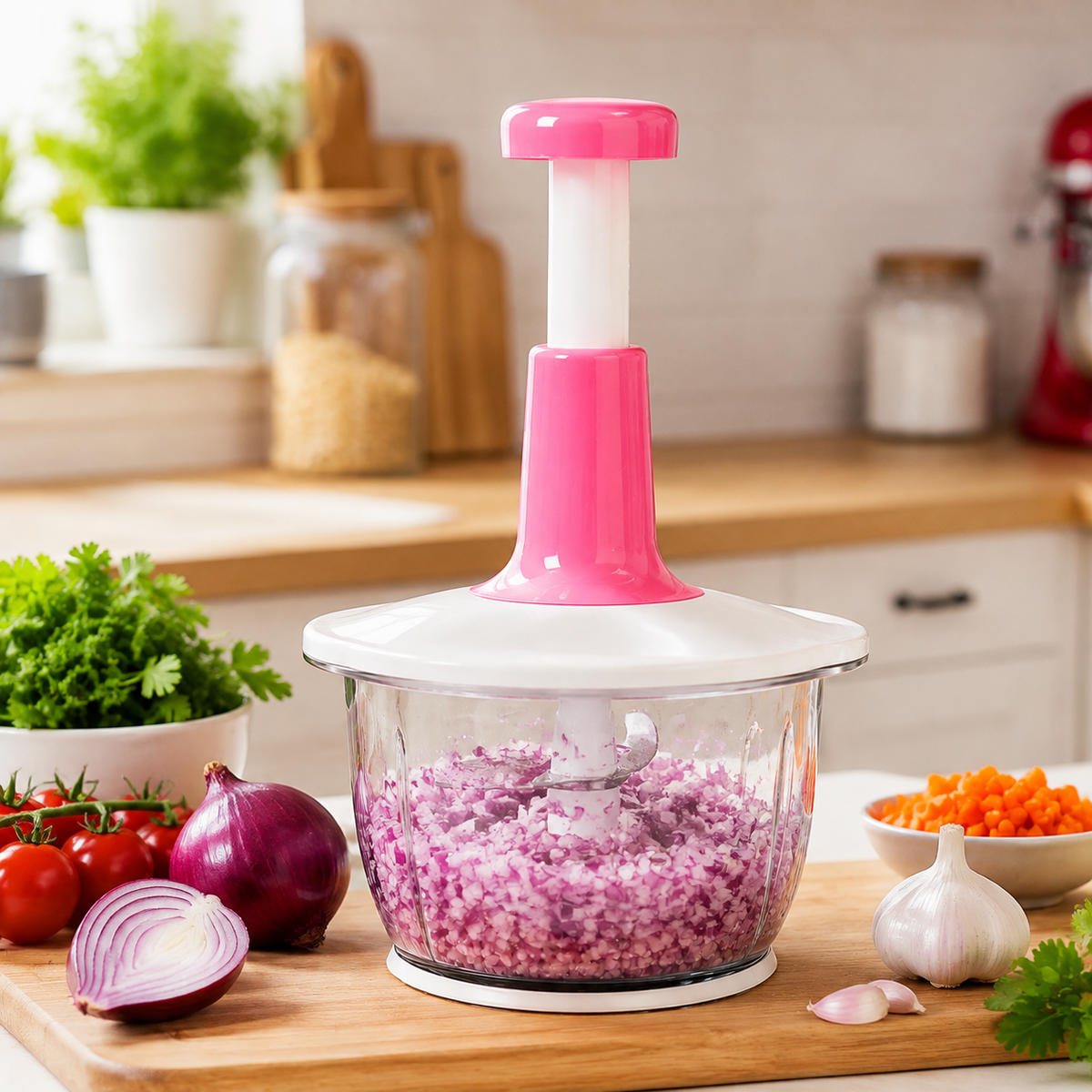 Tocator Manual Multifuncțional 2L, Chopper Legume, Fructe, Nuci, Carne, Lame Inox-5