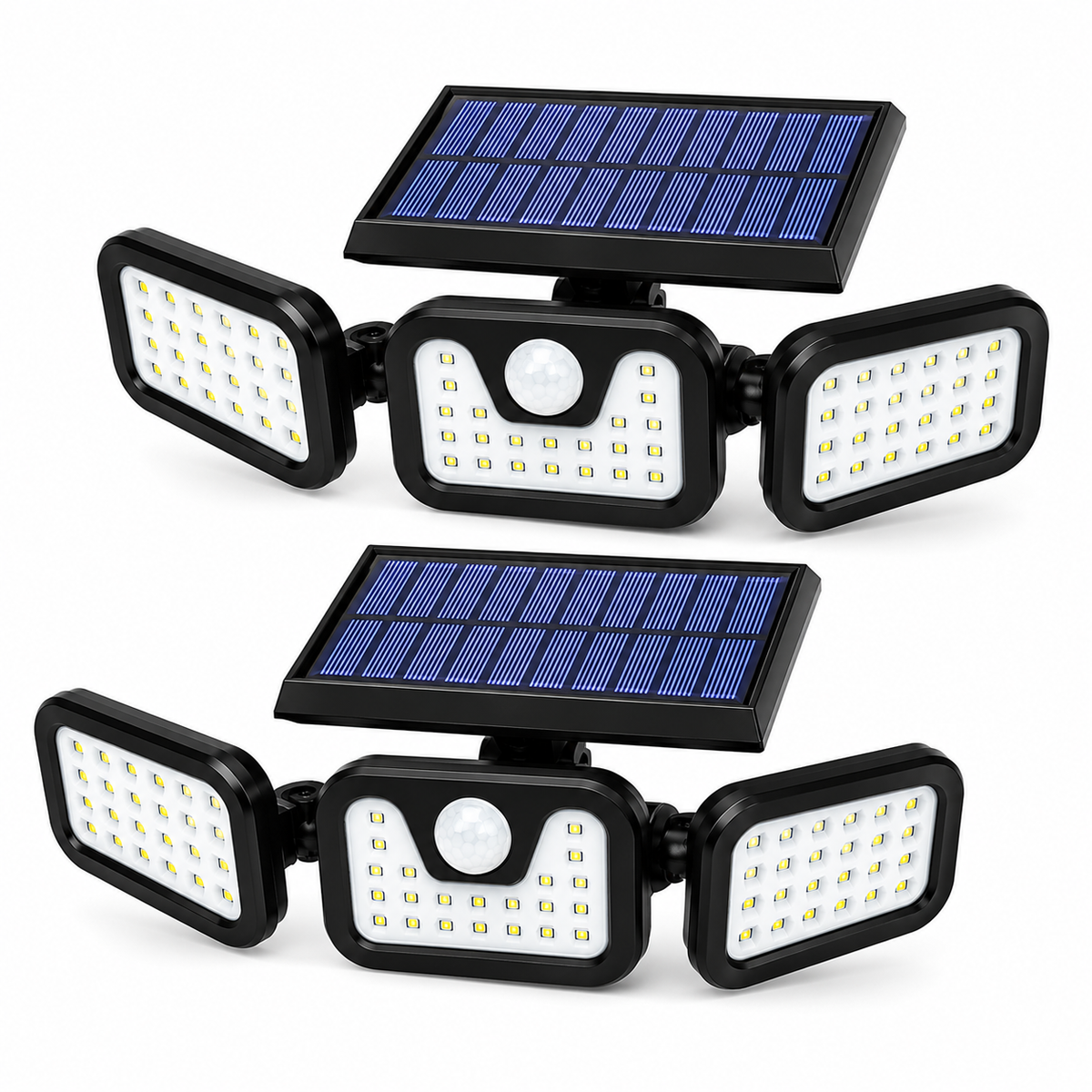 Lampă Solară de Exterior 72 LED cu Senzor de Mișcare, 3 Capete Reglabile, IP67