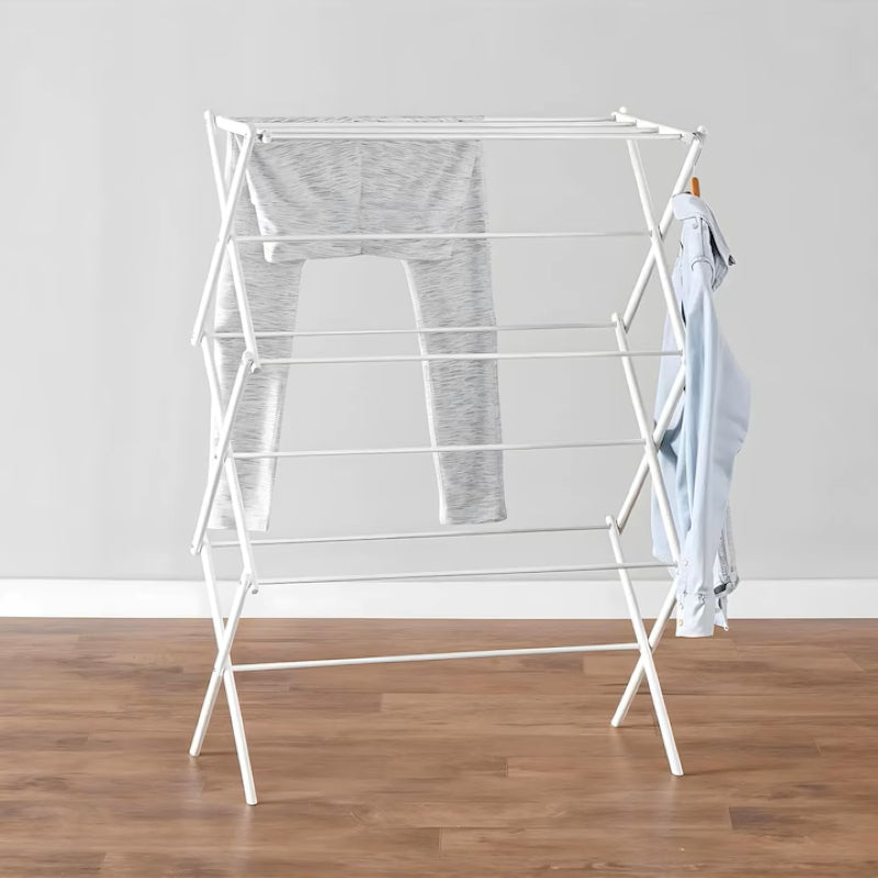 Uscător Rufe Vertical Pliabil Acordeon Oțel Carbon Compact Alb-6