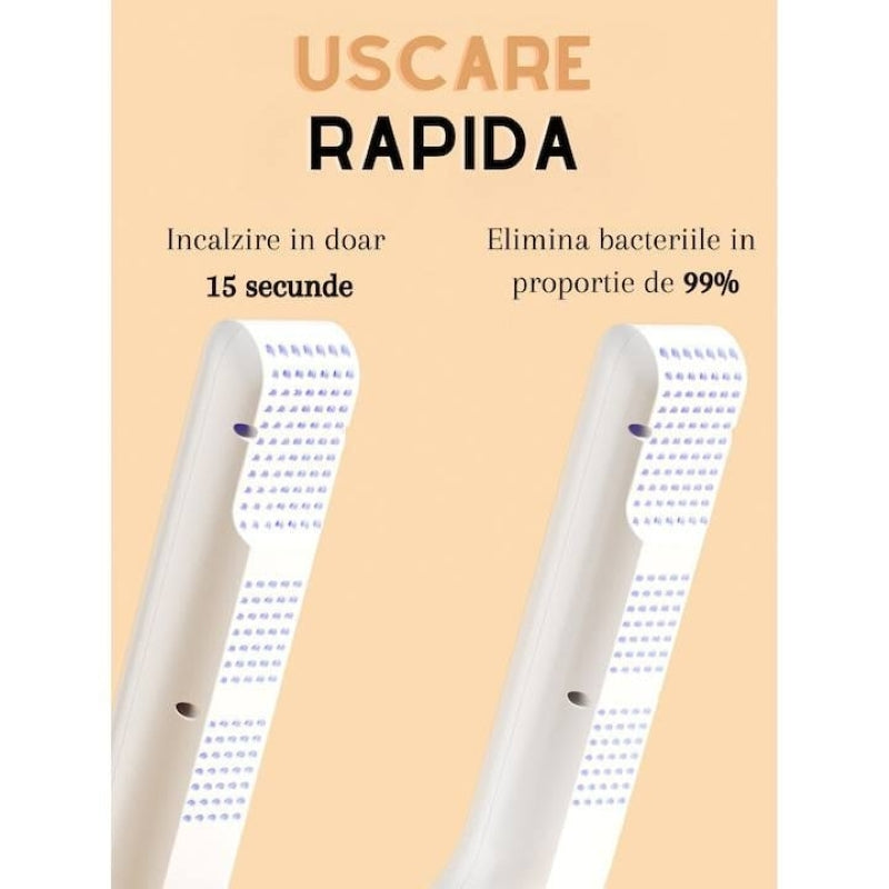 Uscător Automat Încălțăminte Pliabil Aer Cald 360 Sterilizare Temporizator Alb